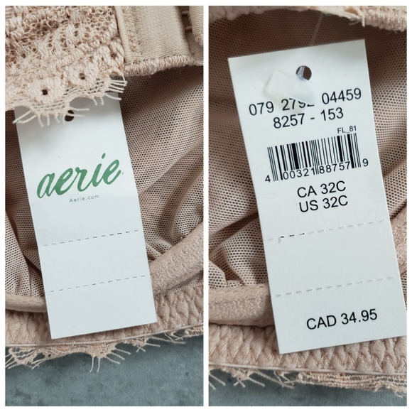 NWT aerie Eyelash Lace Bandeau Bra in Natural Nude - Picture 5 of 8
